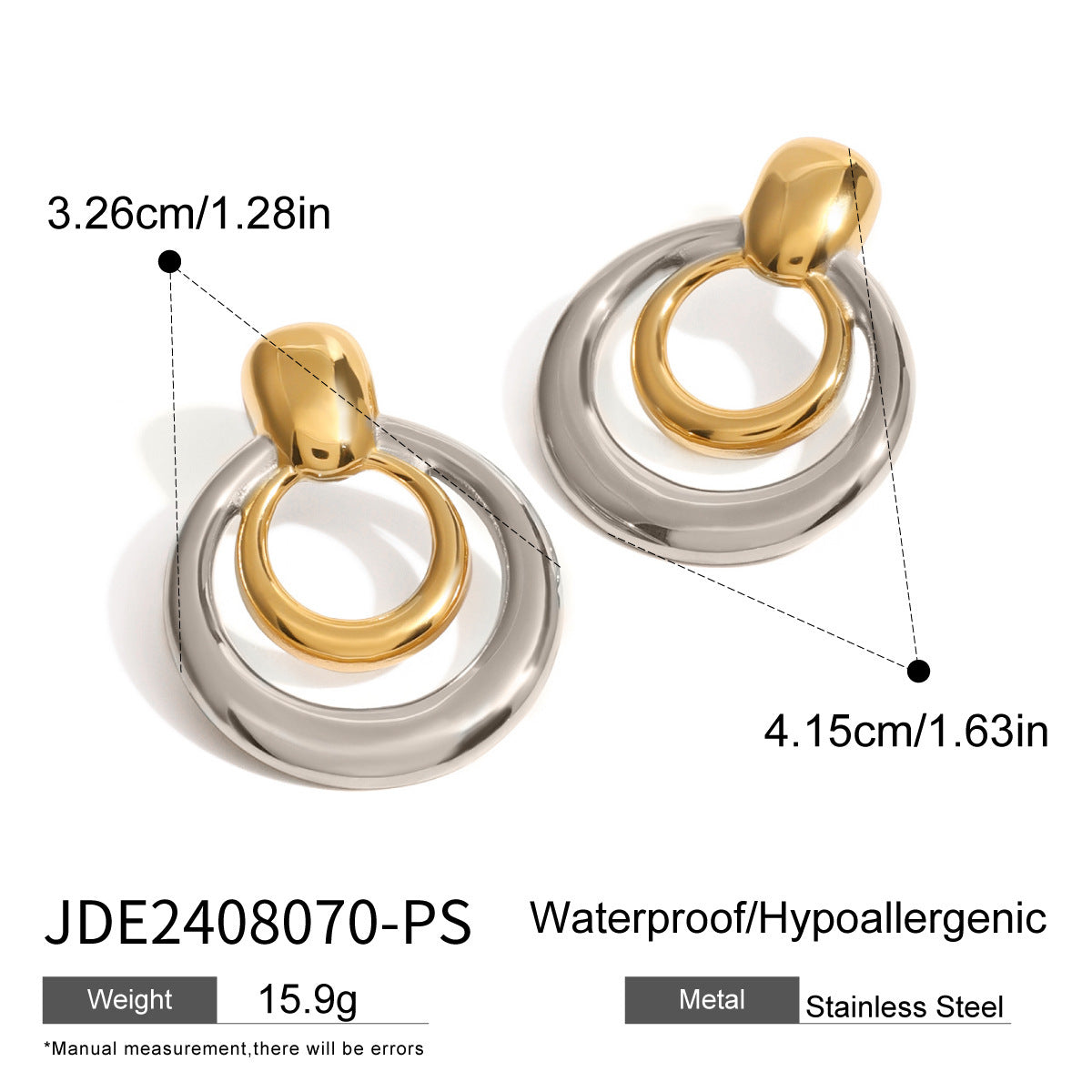 Stainless Steel Gold And Silver Color Matching Hollow Out Pendant Earrings - FASHIONKULTUR