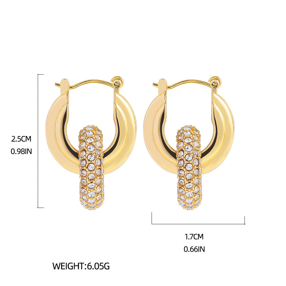 Stainless Steel 18K Gold Plating Twist-knot Earrings With Diamonds - FASHIONKULTUR