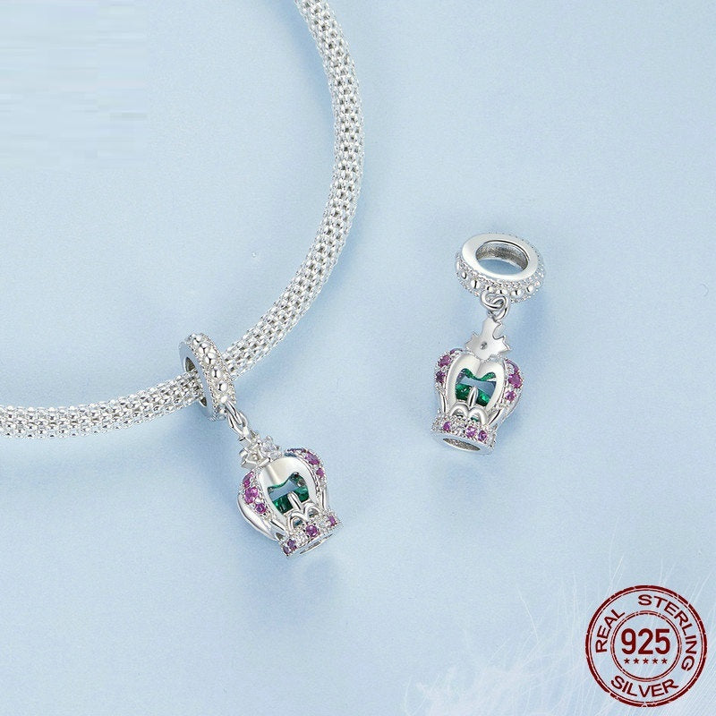Original Exquisite Crown Pendant S925 Sterling Silver Plated Platinum String - FASHIONKULTUR