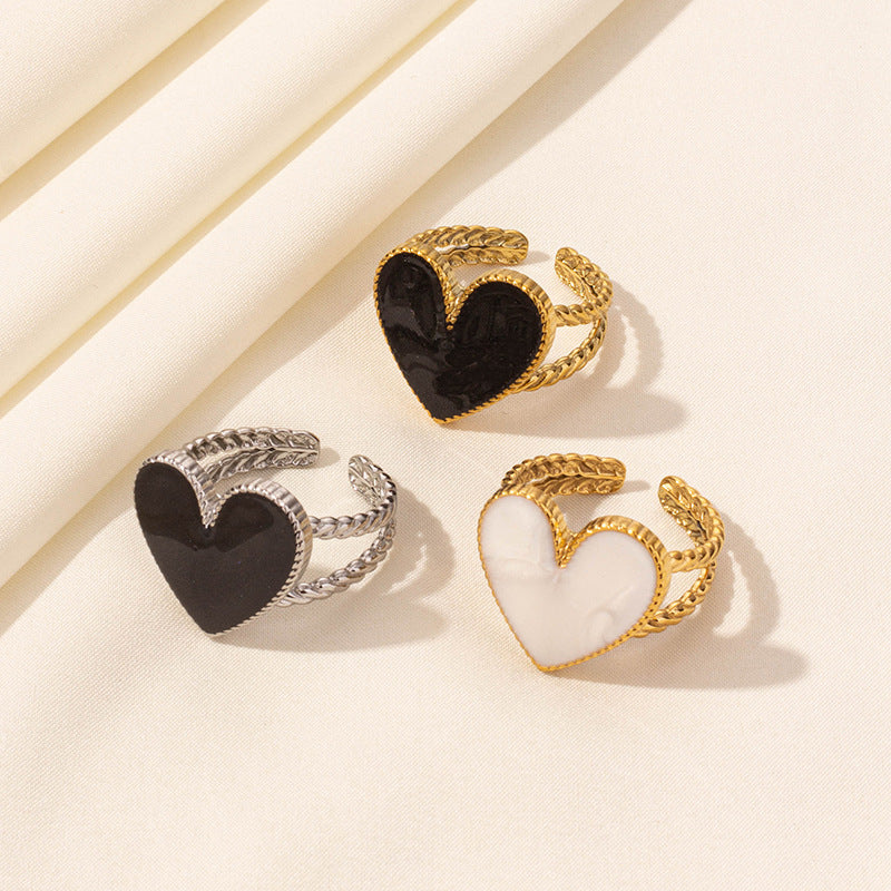 304 Stainless Steel French Retro Love Oil Dripping Ring Special-interest Design - FASHIONKULTUR