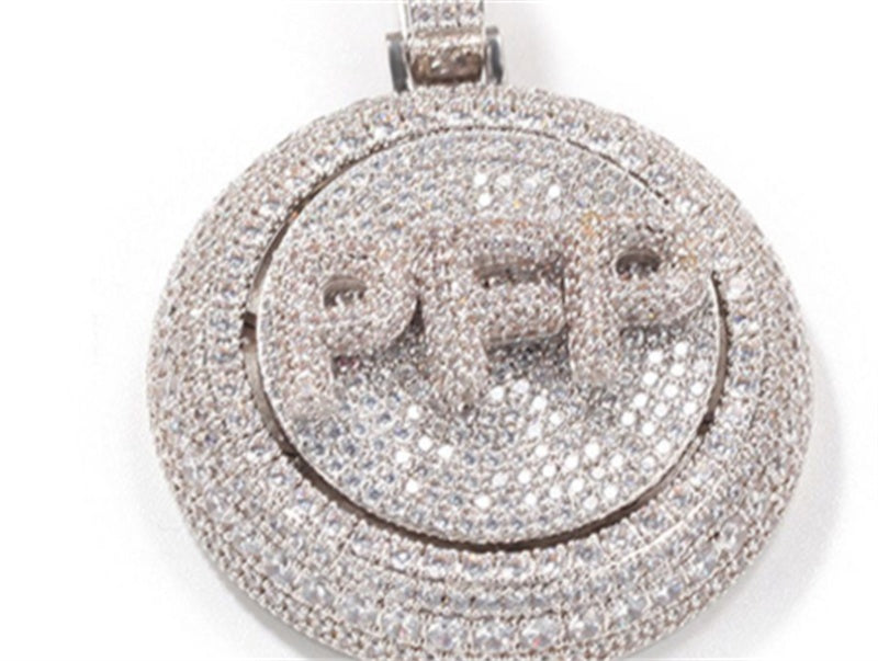 Personalized Hip Hop Custom Rotating Pendant 26 Letter Name Micro Inlaid Zircon - FASHIONKULTUR