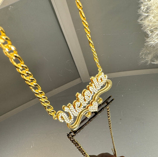 Personalized Double-layer Heart-shaped Nameplate Necklace - FASHIONKULTUR