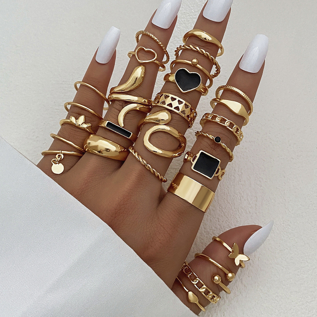 Ring Female Niche Senior Knuckle Ring 23 Pieces Suit - FASHIONKULTUR