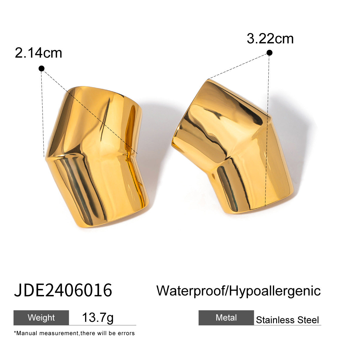 18K Gold Stainless Steel Geometric Ear Studs Niche - FASHIONKULTUR