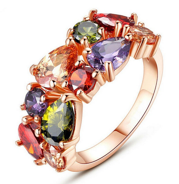 Shiny Zircon Hypoallergenic Necklace Earrings Ring Set - FASHIONKULTUR