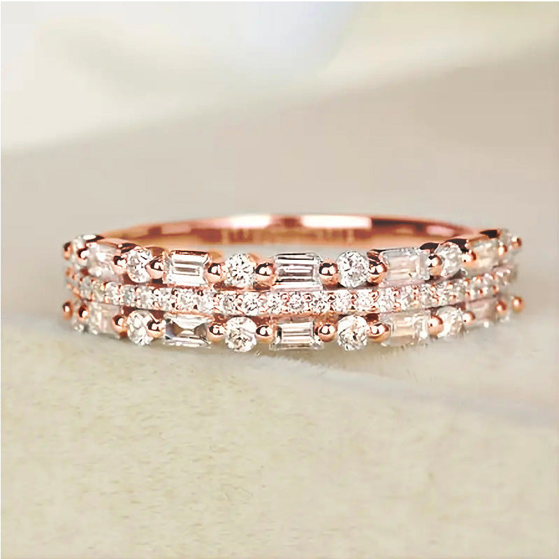 Multilayer Ring Three-layer Fine Circle Line Setting - FASHIONKULTUR