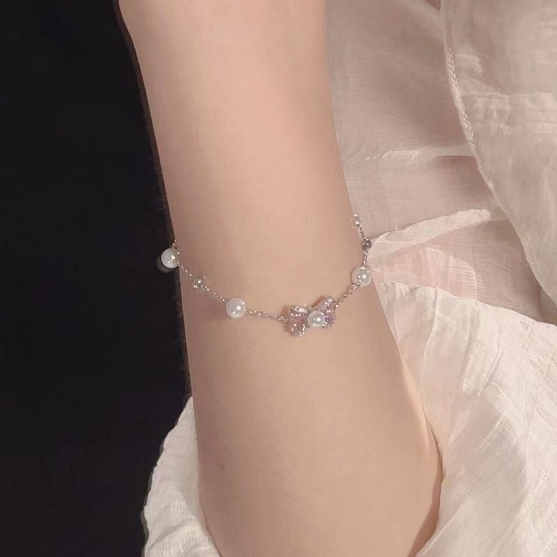 Bow Pearl Bracelet Sweet Light Luxury Ins Style - FASHIONKULTUR