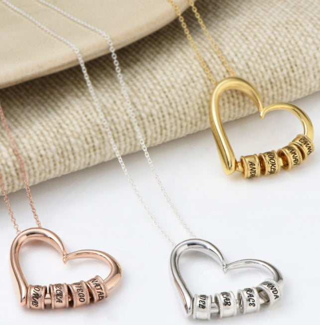 Heart Love Simple Beaded Pendant Necklace - FASHIONKULTUR