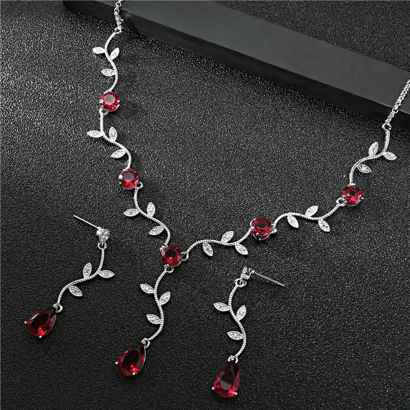 High Quality Zircon Necklace Full Diamond Jewelry Set - FASHIONKULTUR