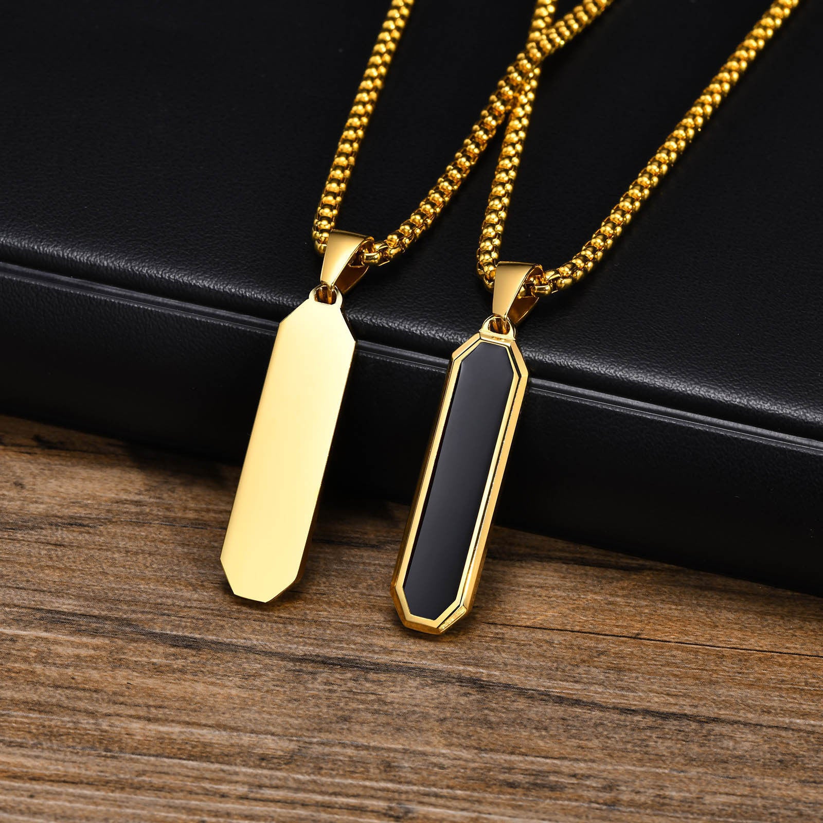 Simple Personality Geometric Necklace Stainless Steel Rhombus Beveled Long Bar Pendant - FASHIONKULTUR