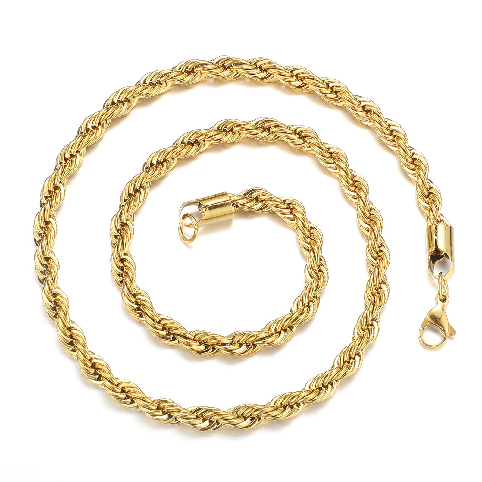 Stainless Steel Hemp Flowers Chain Vacuum Plating Gold Hip-hop Ornament Necklace - FASHIONKULTUR