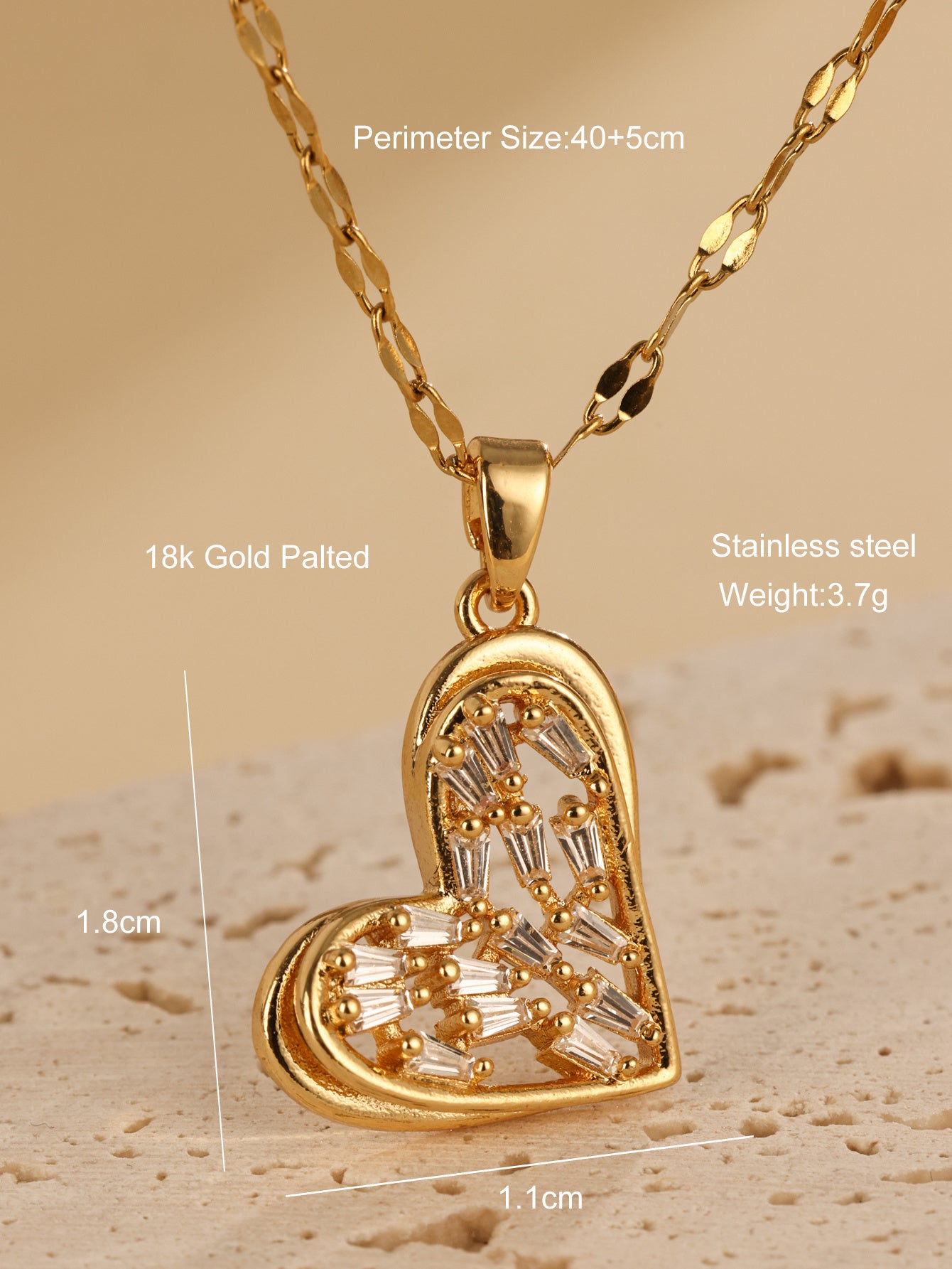 Sweet And Cool Love Hollow Zircon Stone Small And Luxury New Design Sense Pendant Temperament Stainless Steel Necklace - FASHIONKULTUR