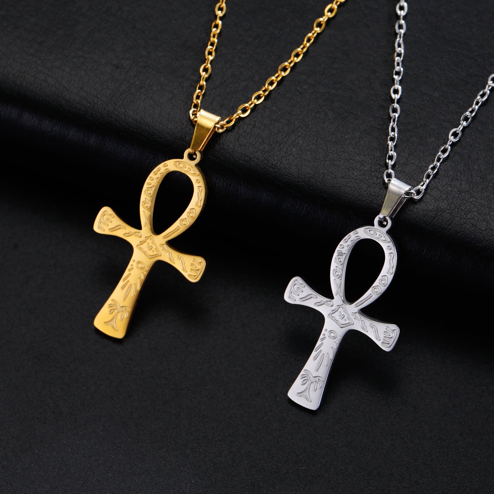 Fashion Simple Trend One-piece Delivery Personalized Corrosion Rune Cross Pendant Stainless Steel Necklace - FASHIONKULTUR
