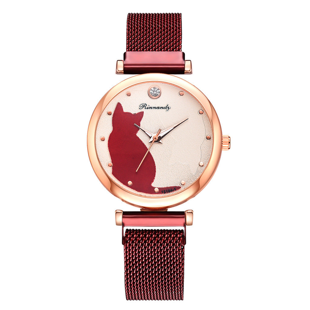 Women's cat watch bracelet set - FASHIONKULTUR