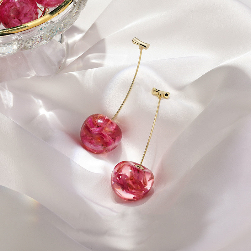 Cherry Long Dried Flower Earrings - FASHIONKULTUR