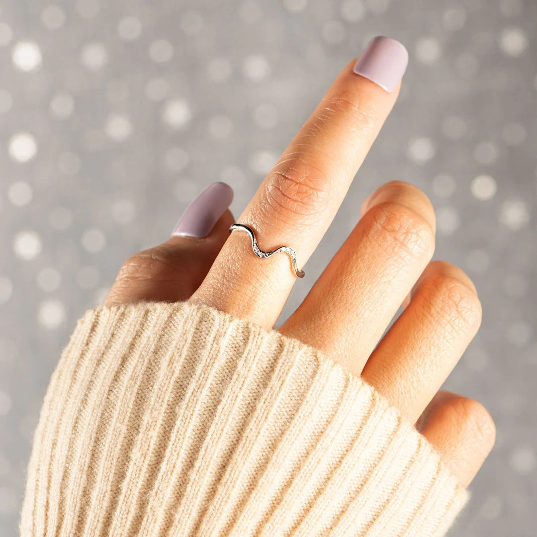 Women's Fashion S925 Silver Simple Wave Ring - FASHIONKULTUR