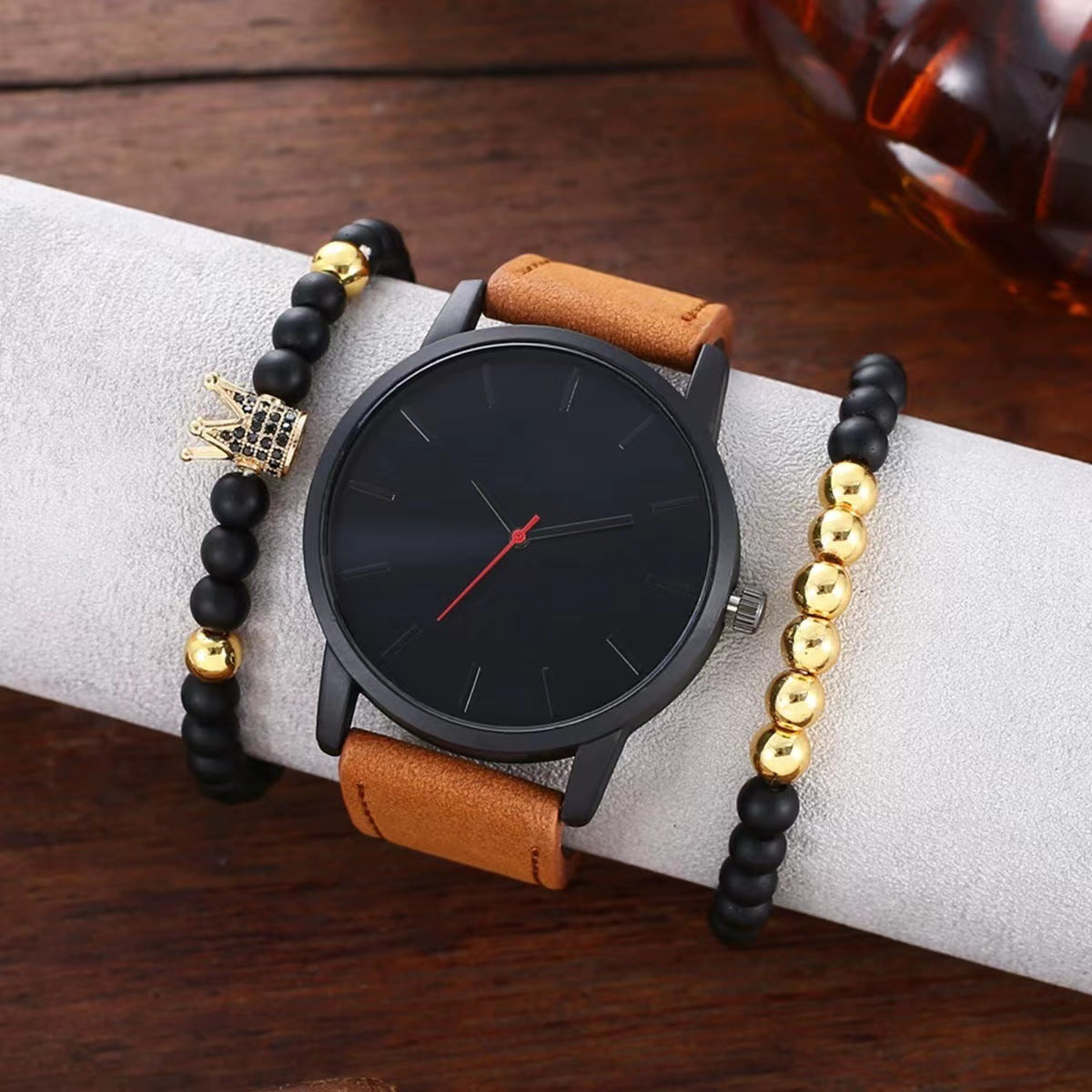Large Dial Men's Casual Simple Scale Frosted Belt Quartz Watch Crown Bracelet - FASHIONKULTUR