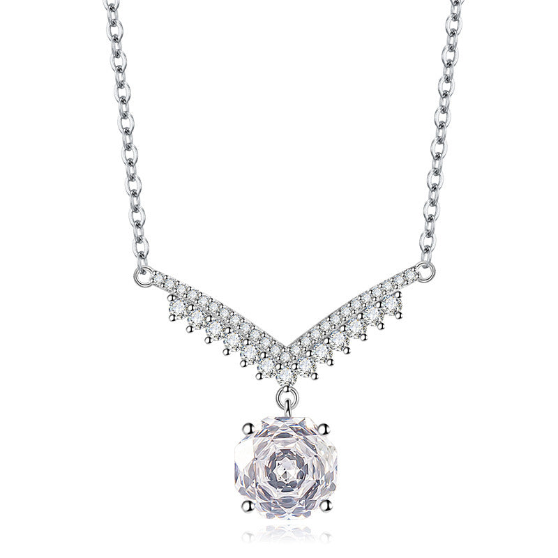 Octagonal Millennium Rose Cut Necklace High Carbon Diamond - FASHIONKULTUR