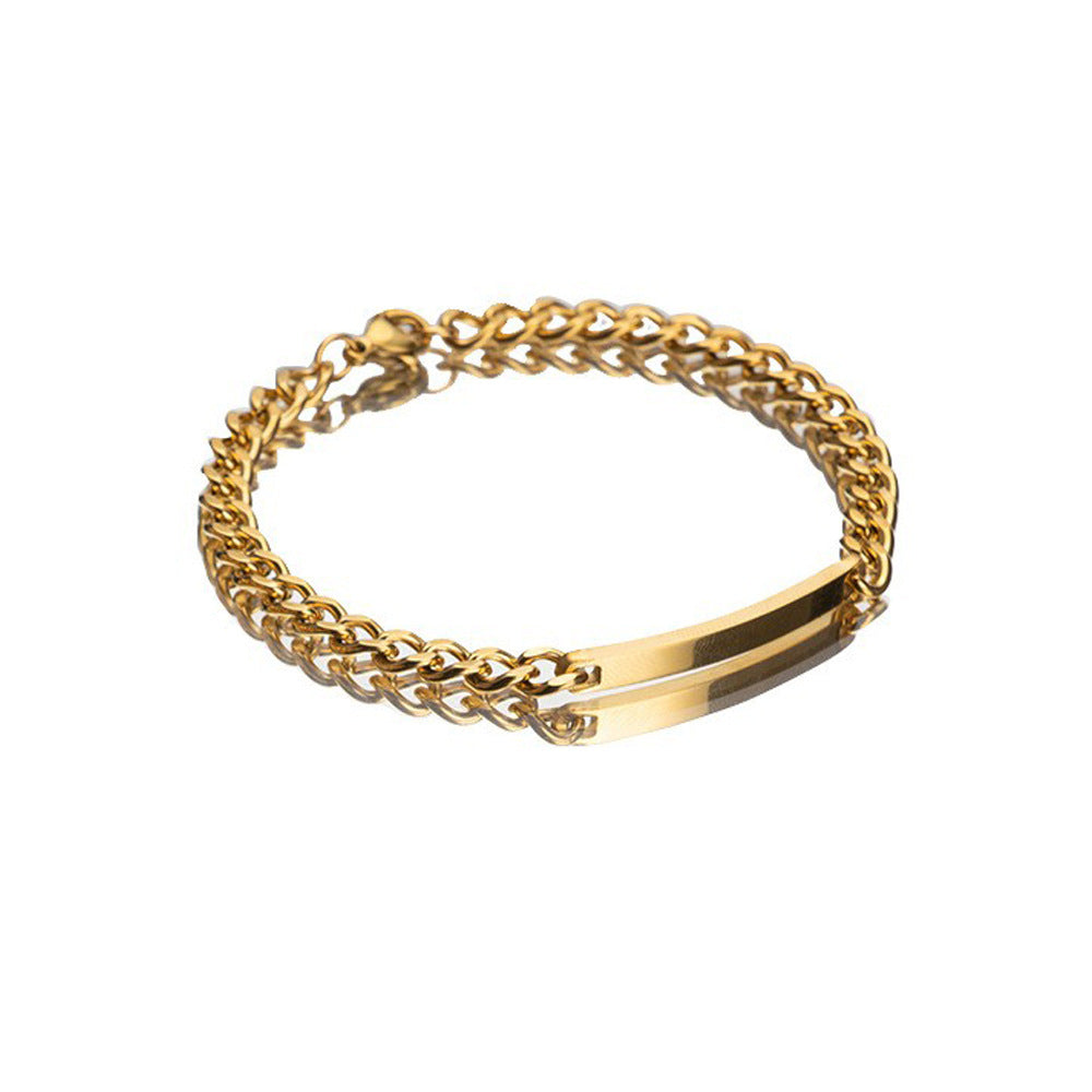 Titanium Steel Curved Plate Rose Gold Plated Men's And Women's Bracelet Bracelet - FASHIONKULTUR