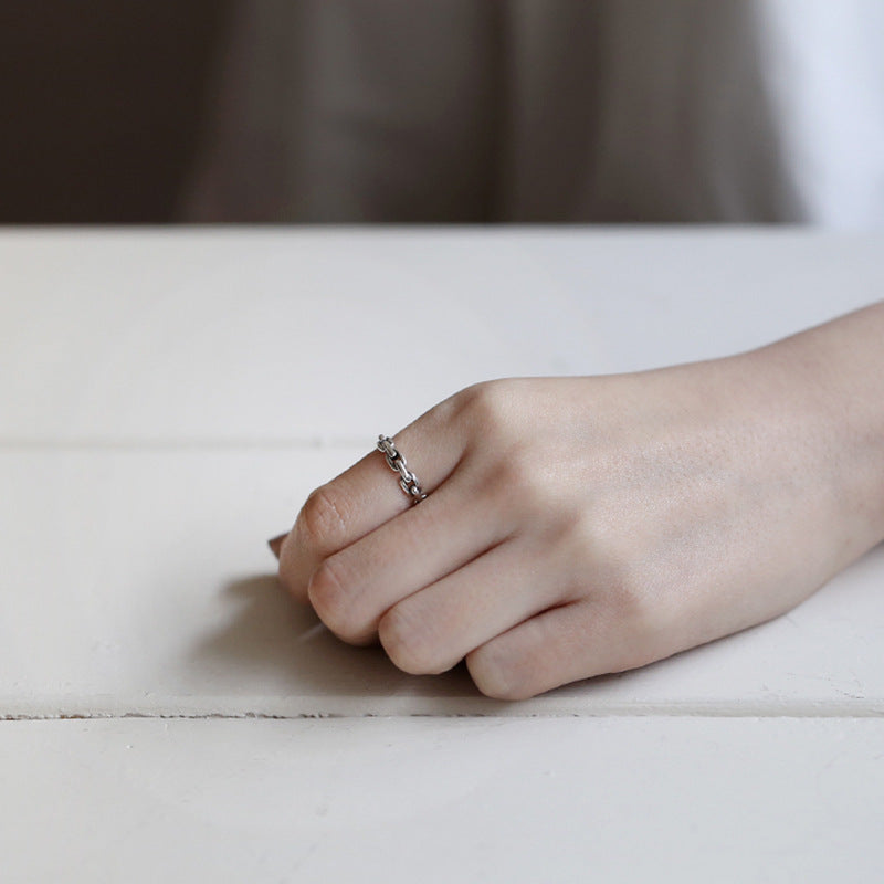Chain cutout fine chain opening female ring - FASHIONKULTUR
