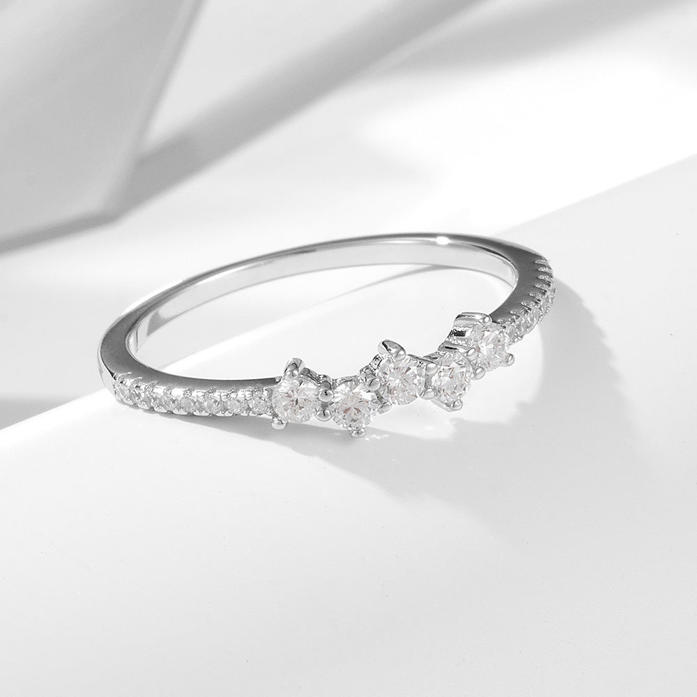 Micro Inlaid Zircon Sterling Silver Ring For Women - FASHIONKULTUR