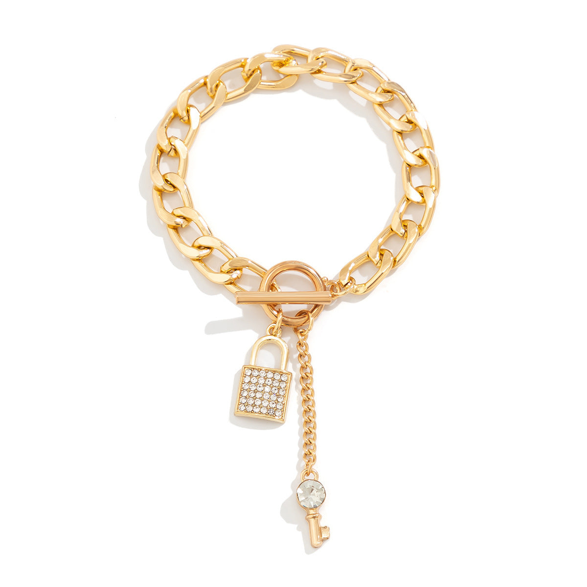 Thick Chain With Shiny Lock And Key Pendant Necklace For Women Trendy Ladies Accessories On The Neck Fashion Jewelry Female - FASHIONKULTUR