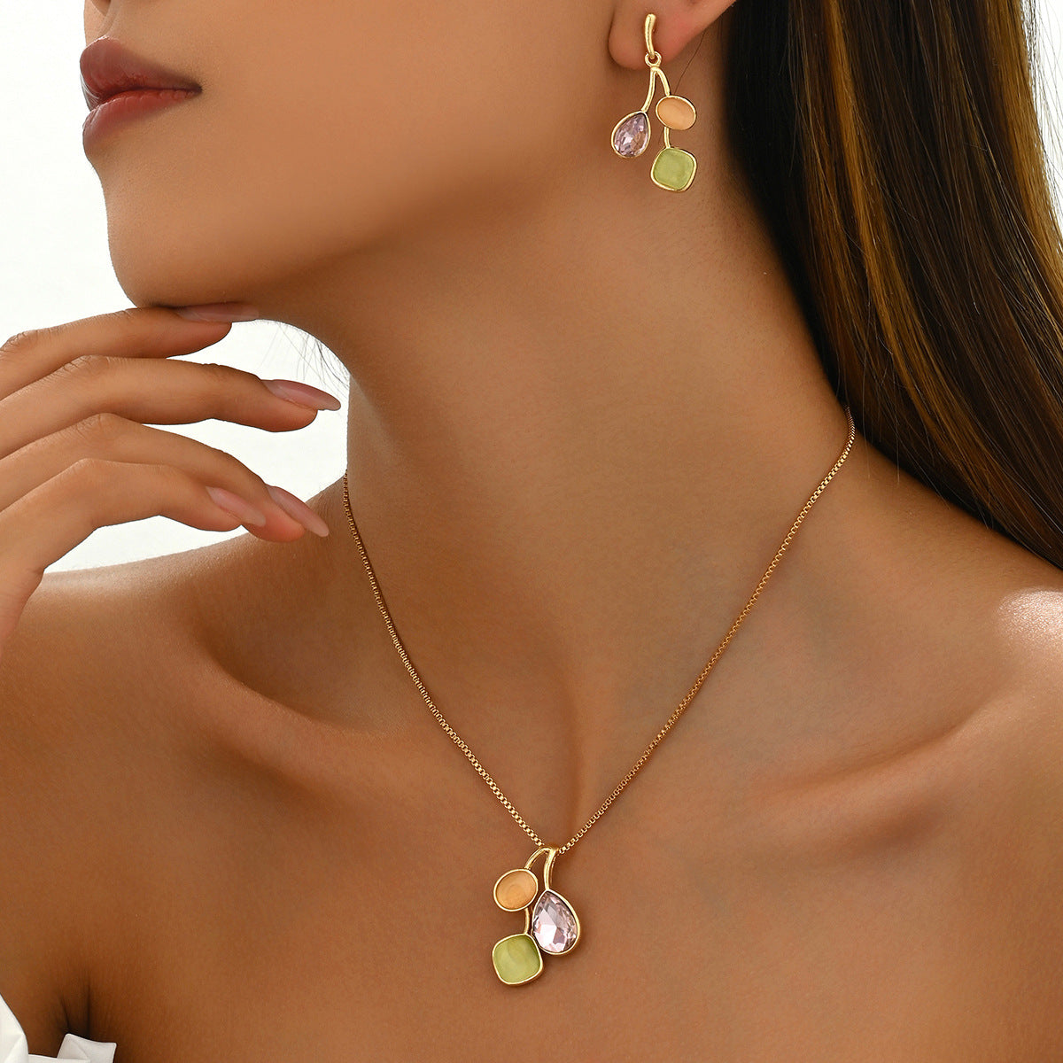 Women's Necklace And Earrings Suite Niche Inlaid Zircon - FASHIONKULTUR