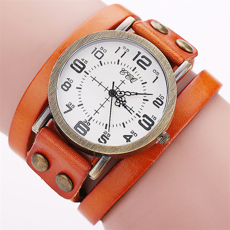 CCQ Vintage Leather Bracelet Watch Antique Women Wrist Watch Casual Ladies Quartz Watch Relogio Feminino 1347 - FASHIONKULTUR