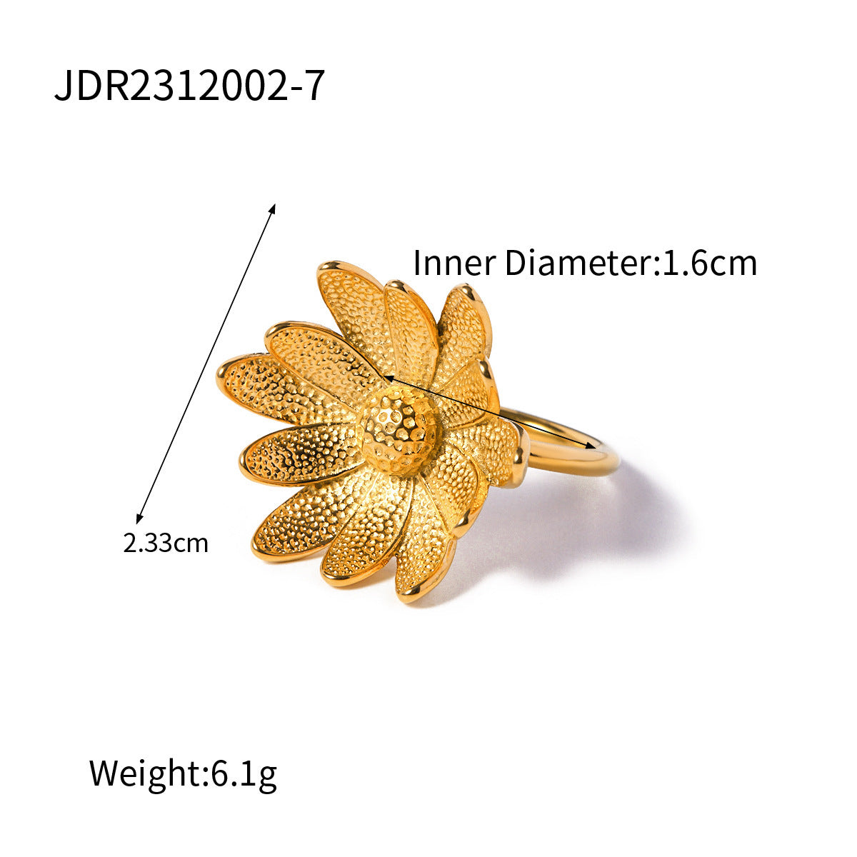 18K Gold Stainless Steel Chrysanthemum Stud Earrings Chain Necklace - FASHIONKULTUR