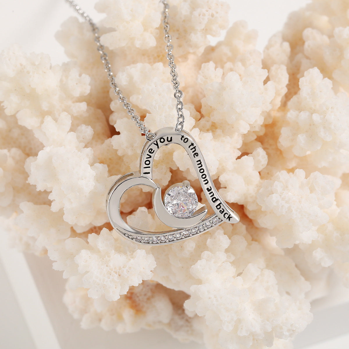 Love Necklace With Rhinestones And Letters Fashion Personality Heart-shaped Necklace Valentine's Day Gift - FASHIONKULTUR