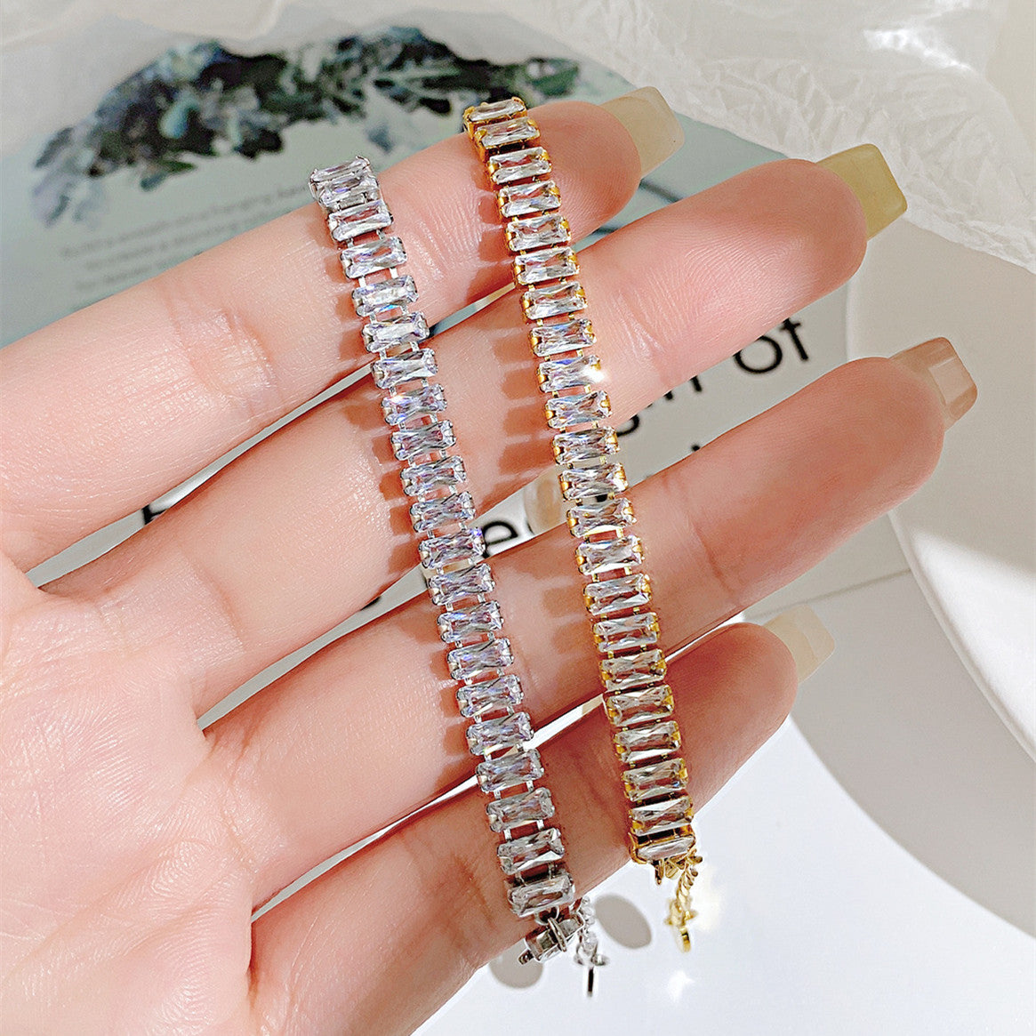 Stainless Steel Bracelet With Natural Freshwater Pearl And Chain Set Zircon - FASHIONKULTUR