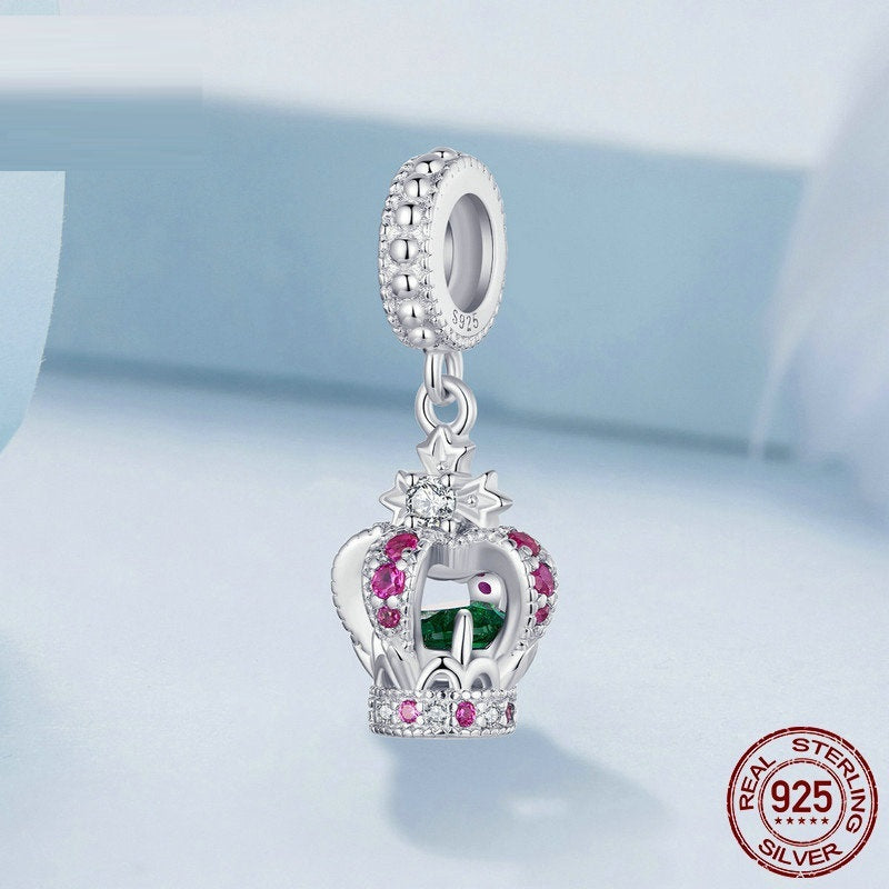 Original Exquisite Crown Pendant S925 Sterling Silver Plated Platinum String - FASHIONKULTUR