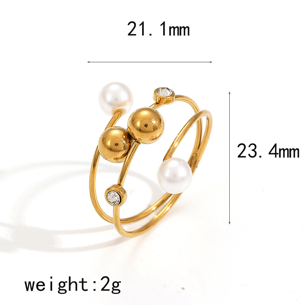 Round Ball Line Titanium Steel Ring Female Fashion - FASHIONKULTUR