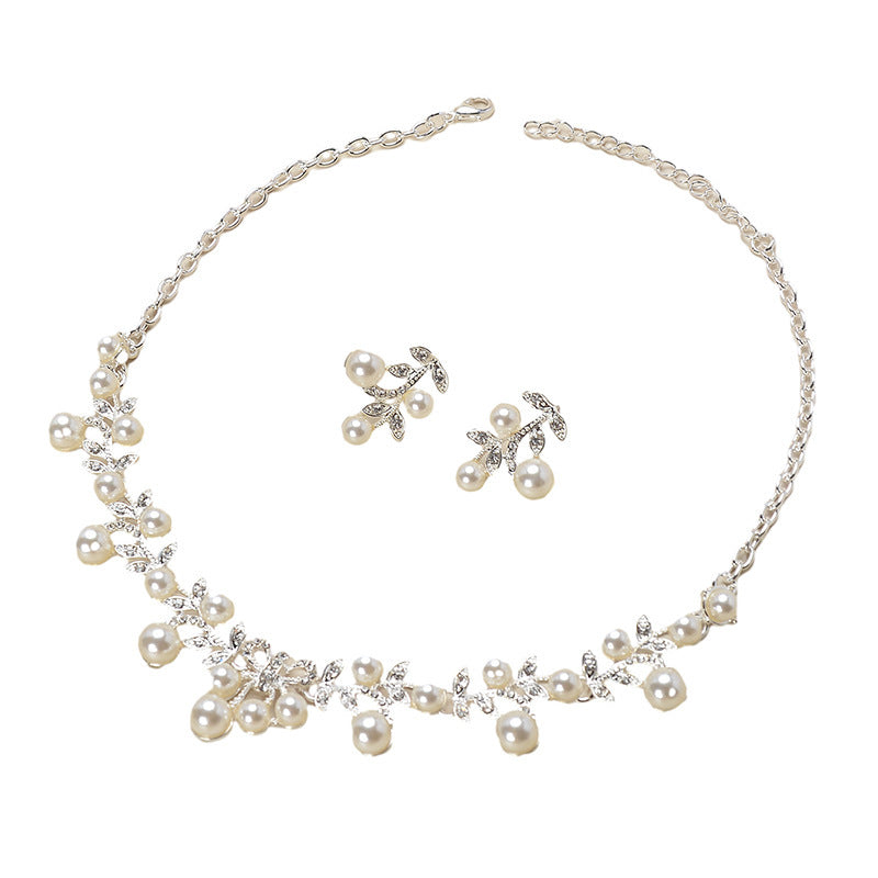 Pearl Bohemian Style Necklace Earrings Jewelry Set - FASHIONKULTUR