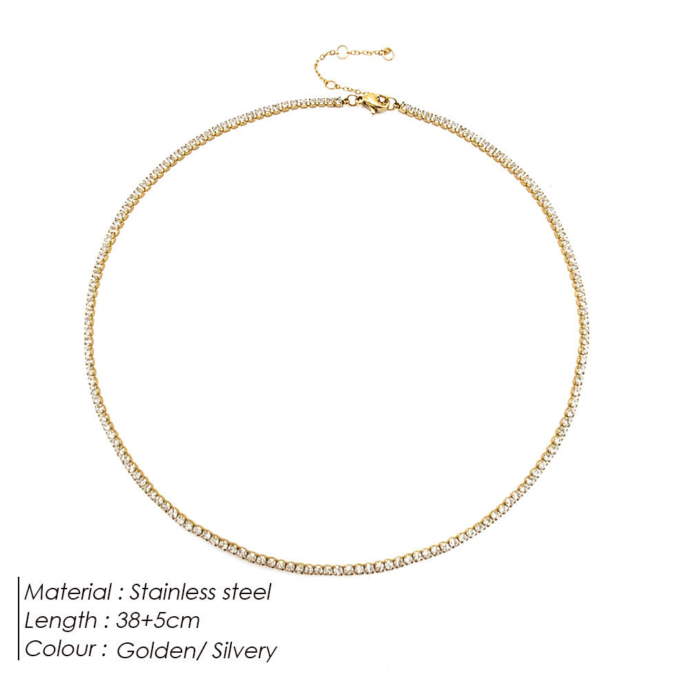 Round Zirconia Tennis Clavicle Necklace - FASHIONKULTUR