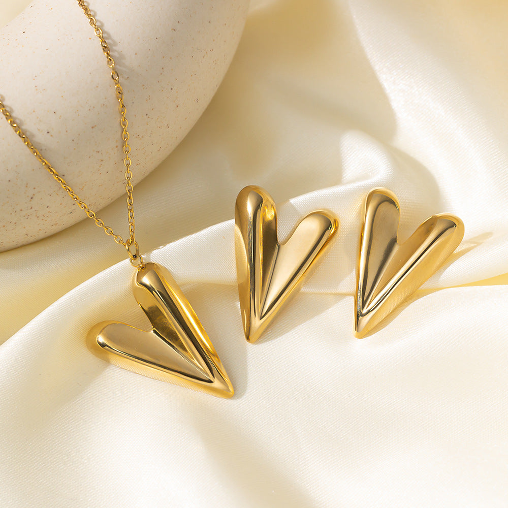Stainless Steel Necklace Earrings Women's Jewelry Suit - FASHIONKULTUR