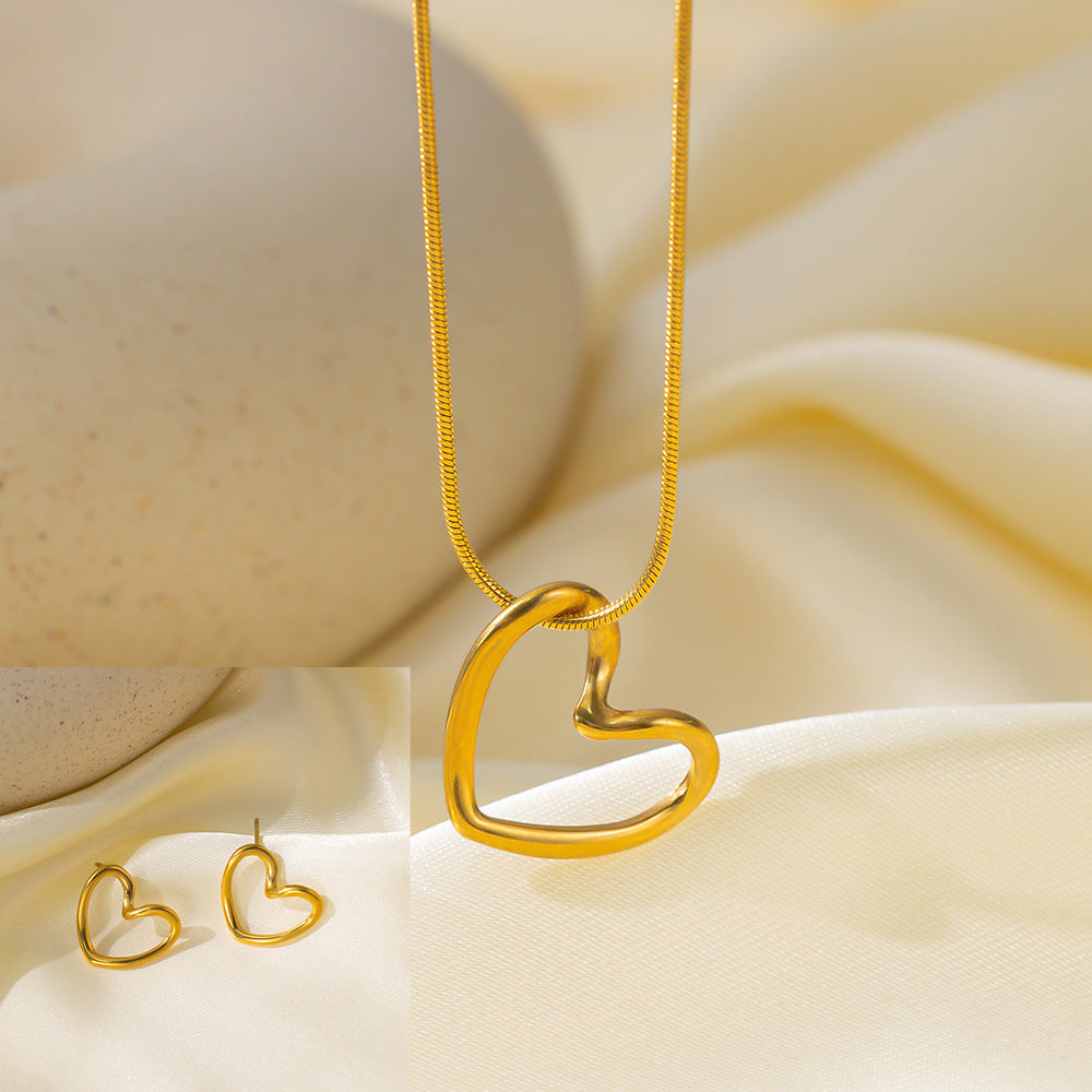 Stainless Steel Necklace Earrings Women's Jewelry Suit - FASHIONKULTUR