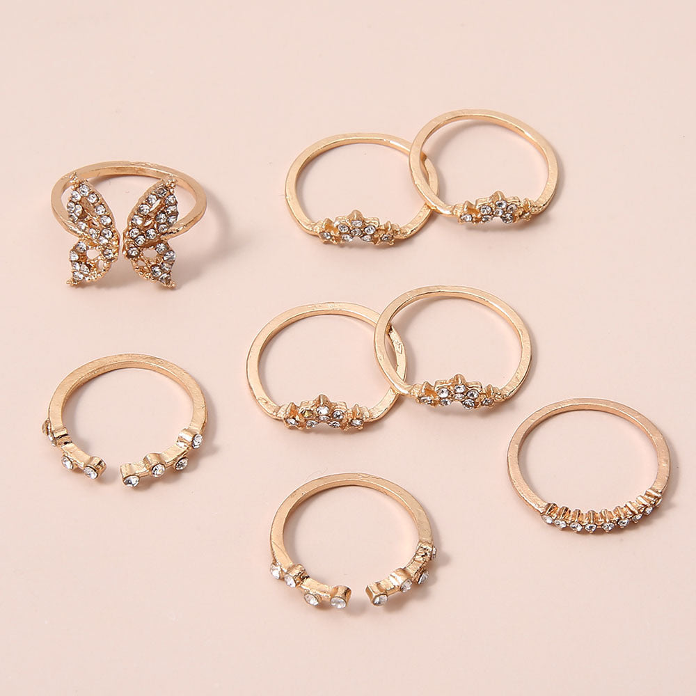 Ring Diamond Butterfly 8-Piece Jewelry - FASHIONKULTUR