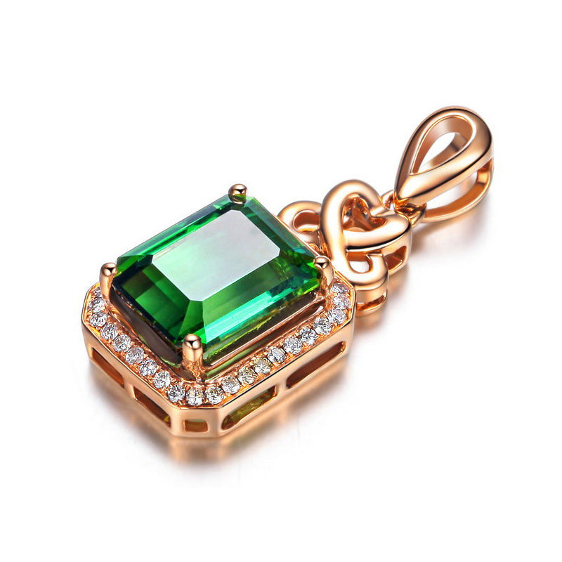 Emerald Pendant Silver Plated 18k Rose Gold - FASHIONKULTUR