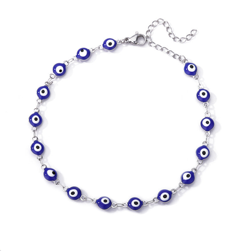 Devil's Eye Anklet Personality Combination Color Eyes Irregular Pearl - FASHIONKULTUR
