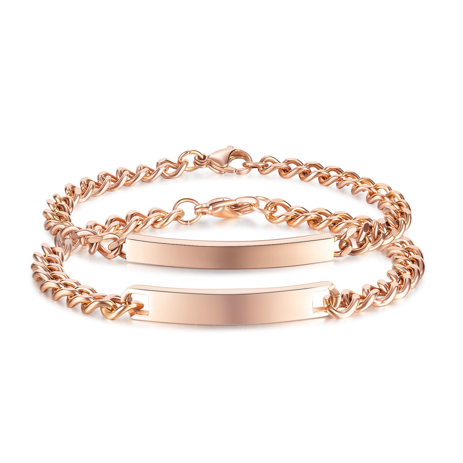 Titanium Steel Curved Plate Rose Gold Plated Men's And Women's Bracelet Bracelet - FASHIONKULTUR