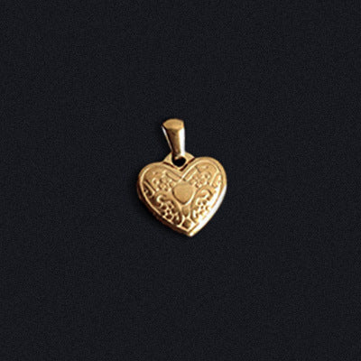 Portrait Coin Cross Peach Heart Angel Retro Pendant - FASHIONKULTUR
