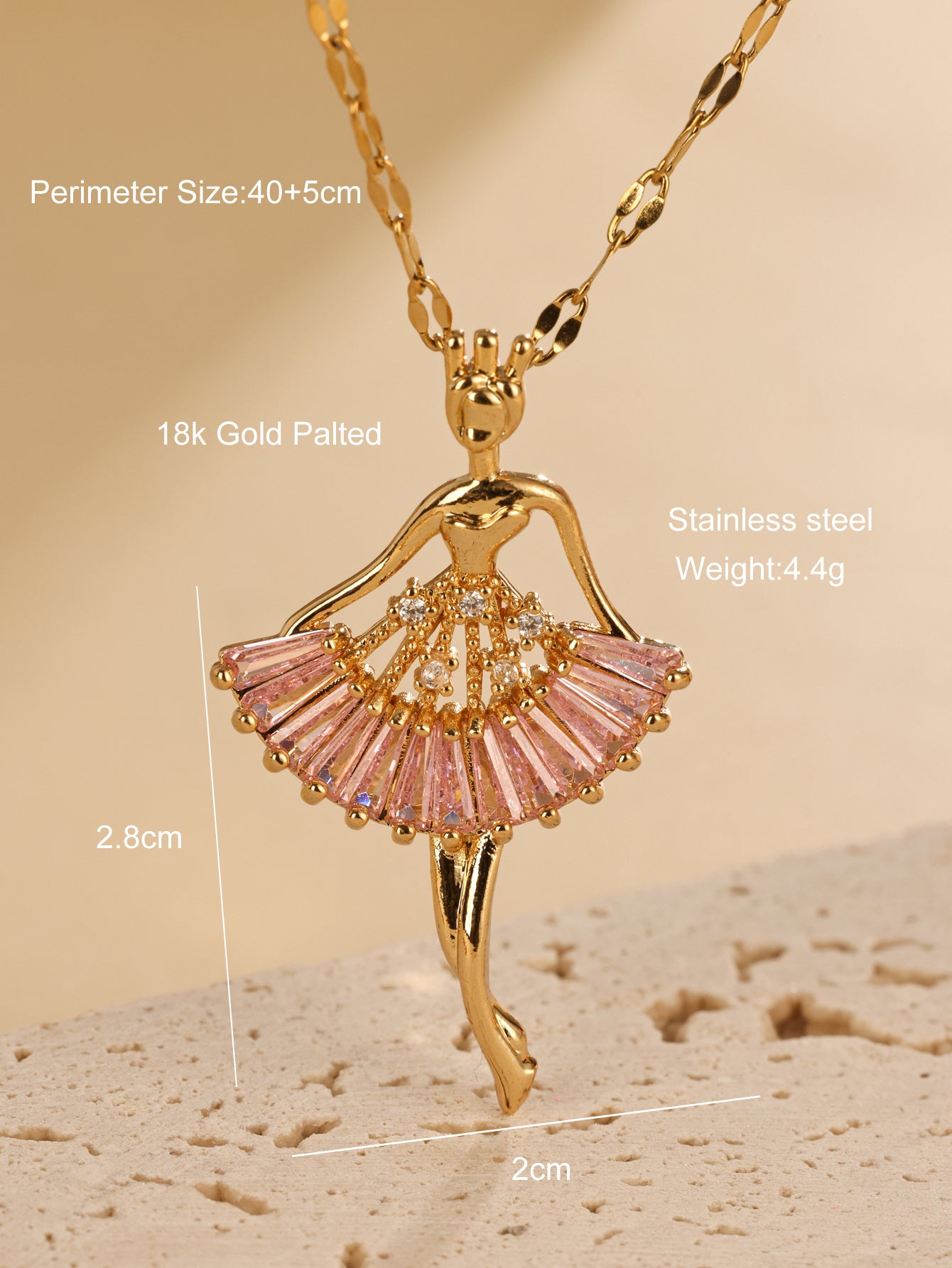 Fashionable And Minimalist Ballet Girl Necklace, Stainless Steel Golden Angel Collarbone Chain, Birthday Gift Jewelry - FASHIONKULTUR