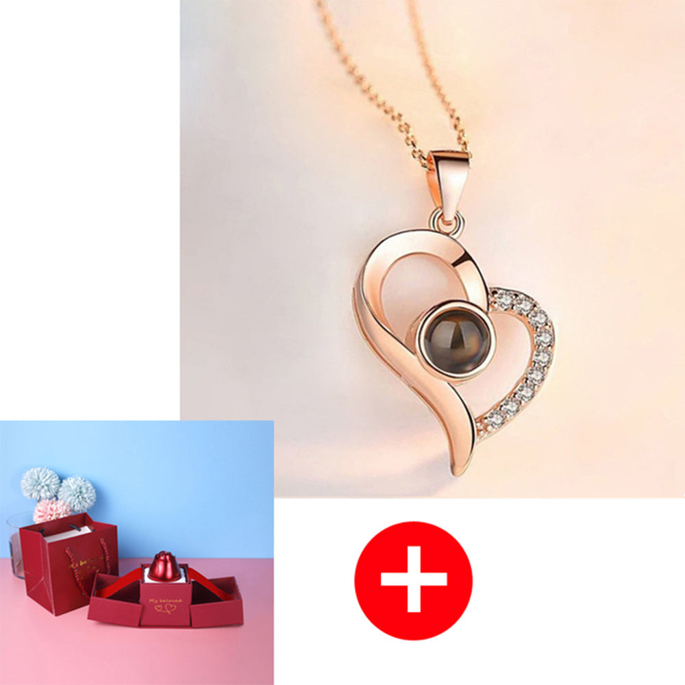 Hot Valentine's Day Gifts Metal Rose Jewelry Gift Box Necklace For Wedding Girlfriend Necklace Gifts - FASHIONKULTUR