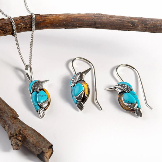Vintage Turquoise Sen Simple Earrings Necklace - FASHIONKULTUR