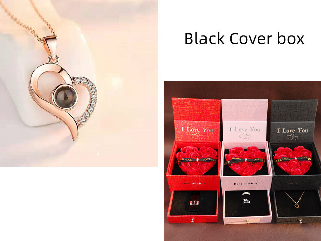 Hot Valentine's Day Gifts Metal Rose Jewelry Gift Box Necklace For Wedding Girlfriend Necklace Gifts - FASHIONKULTUR
