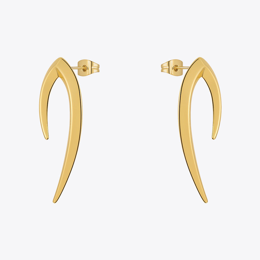 18K Gold Plating Brass Original Design Geometric Punk Sharp Cone Stud Earrings - FASHIONKULTUR