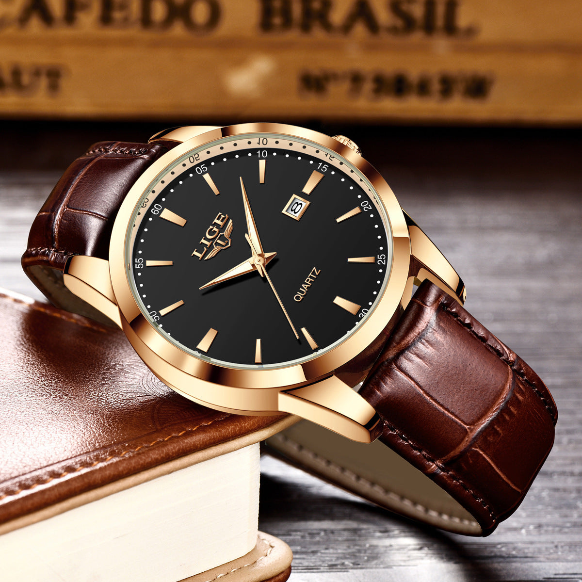 New Men's Quartz Watch Single Calendar Three Needle Leather Belt Waterproof - FASHIONKULTUR