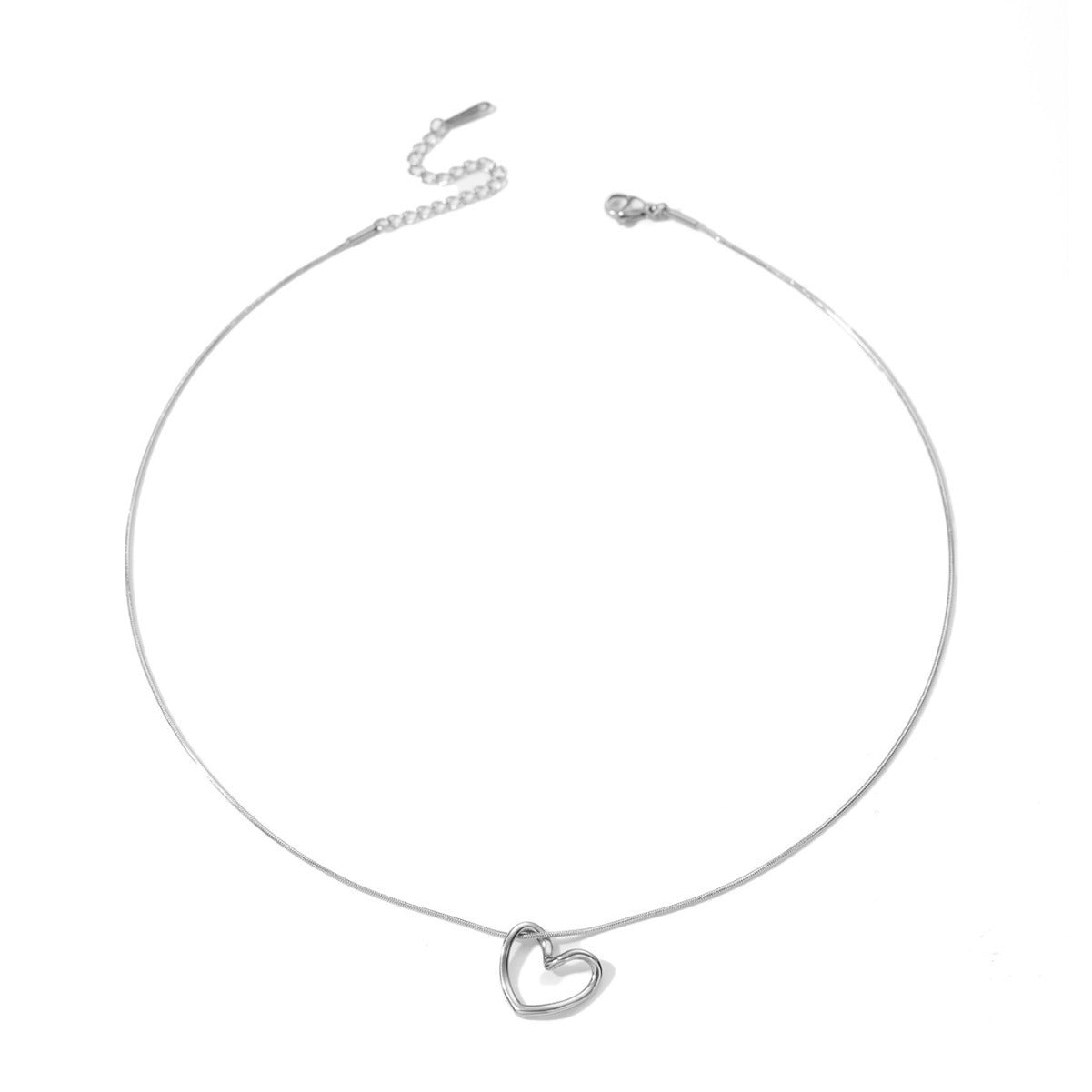 Fashion Jewelry Tainless Steel Twist Hollow Heart Pendant Necklace For Women Spicy Girls Simple Clavicle Chain Jewelry Gift - FASHIONKULTUR