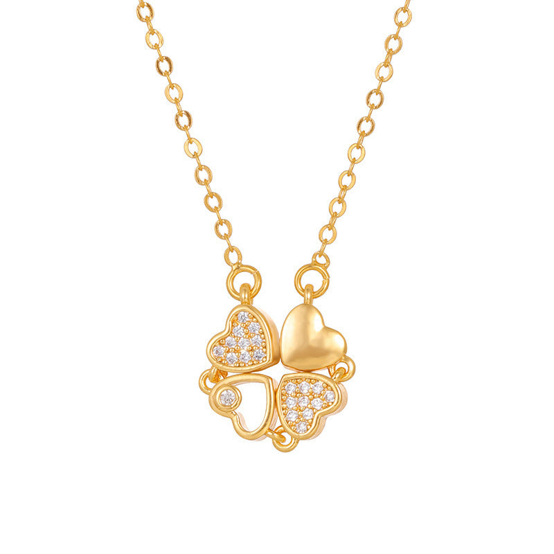 Women's Titanium Steel Folding Clover Necklace - FASHIONKULTUR